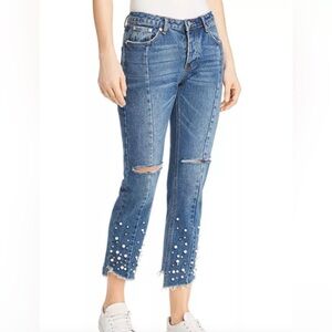 Sunset & Springs Embellished distressed straight leg Jean